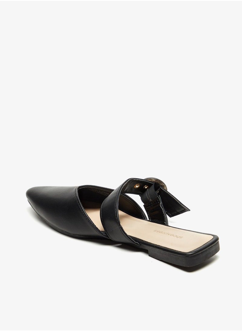 shoexpress - Solid Pointed Toe Mules with Buckle Strap - Image 1