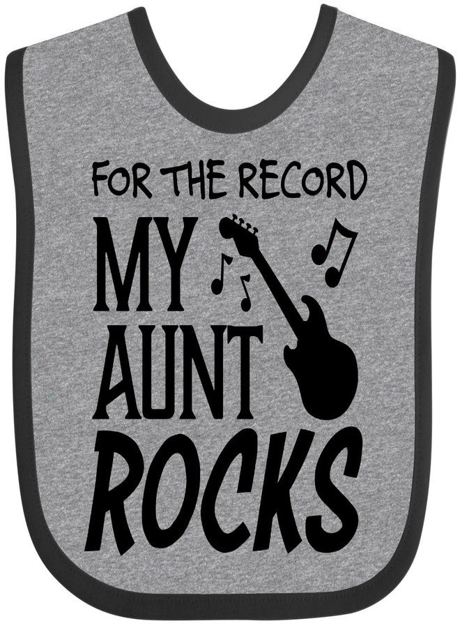 inktastic for the Record, My Aunt Rocks Baby Bib Heather and Black 2a39d - Image 1