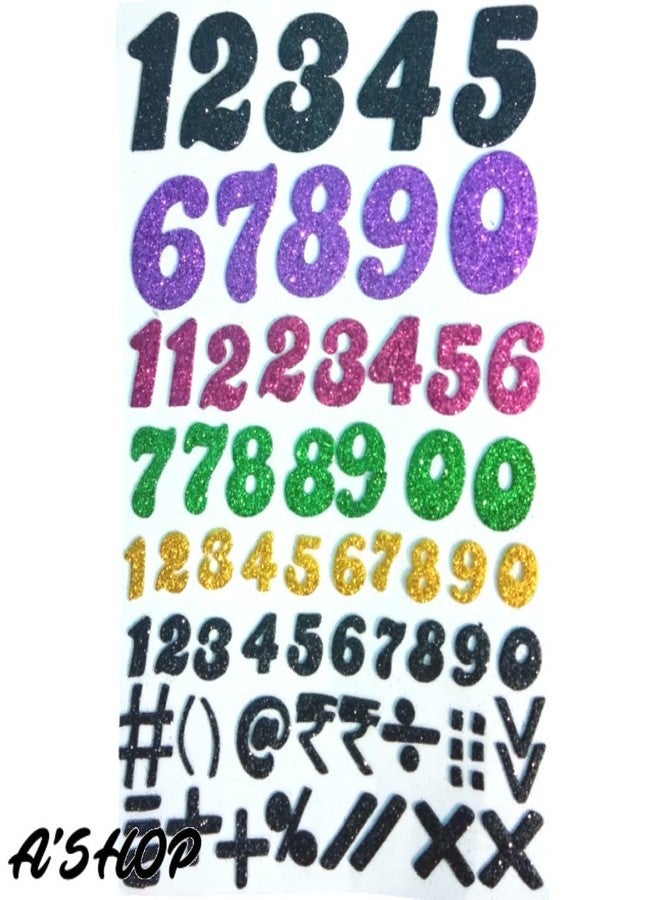 A'SHOP Glitter Foam Self Adhesive Alphabets, Butterflies, Stars, Numeric, Hearts, Flowers & Smiley Mix Stickers for Art and Craft (Multicolour, Medium) - Set of 7 Sheets - Image 2