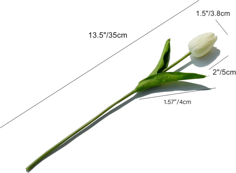Mandy's Artificial Tulips 20 Stems Cream PU Faux Flowers for Thanksgiving and Christmas Decorations Wedding Home Decor 13.5 Inch - Image 2