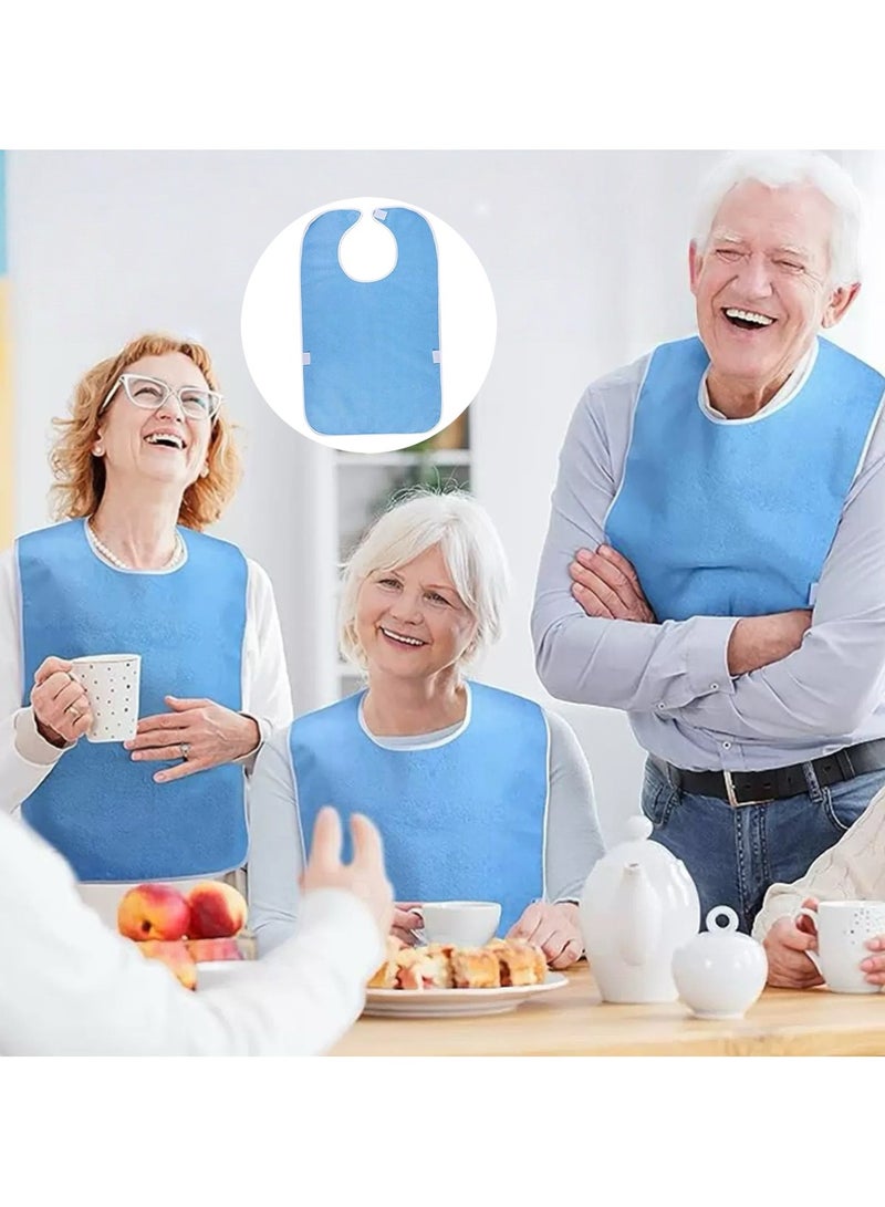 Waterproof Adjustable Elderly Care Bib with Food Catcher Pocket - Reusable Feeding Aid & Rehabilitation Bib for Adults - Image 3