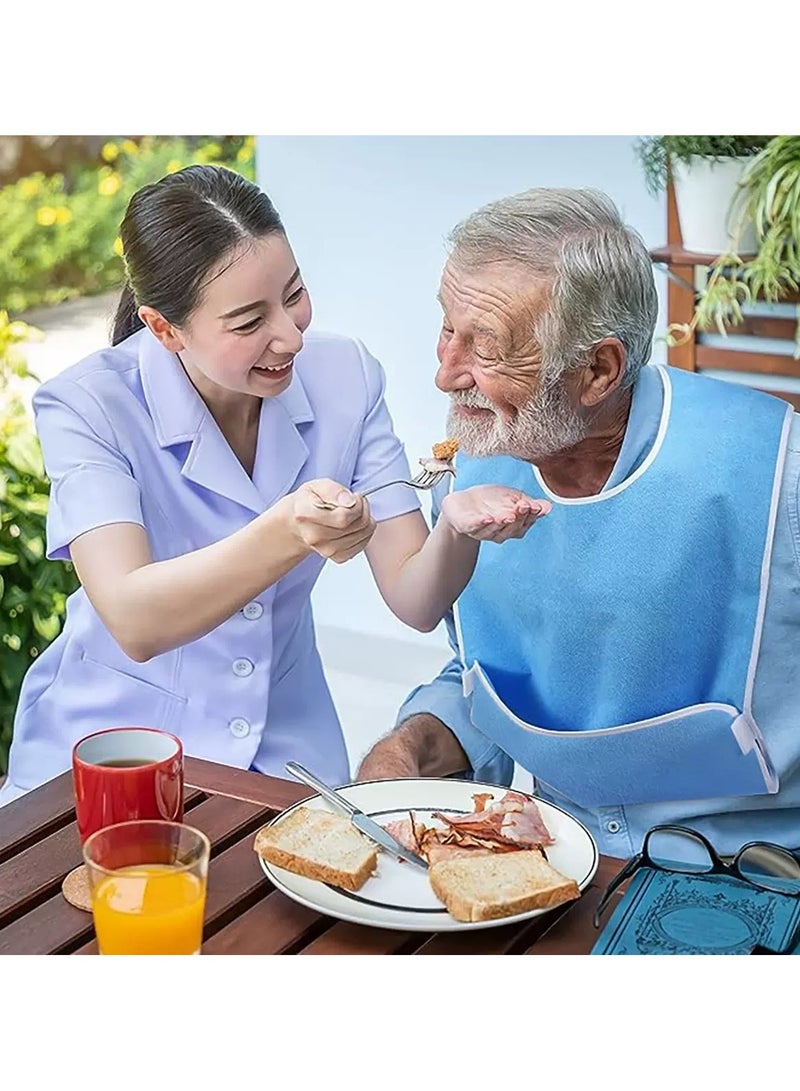 Waterproof Adjustable Elderly Care Bib with Food Catcher Pocket - Reusable Feeding Aid & Rehabilitation Bib for Adults - Image 4