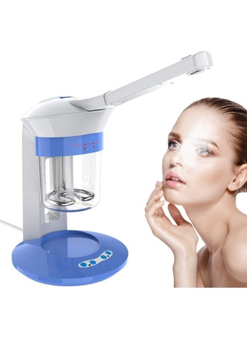 Facial Steamer w/ Hot Steam Spray & Ion Vapour Ozone Steamers 360 Degree Rotation Nano Ionic Face Care Home Use Aromatherapy Humidifier (Blue)