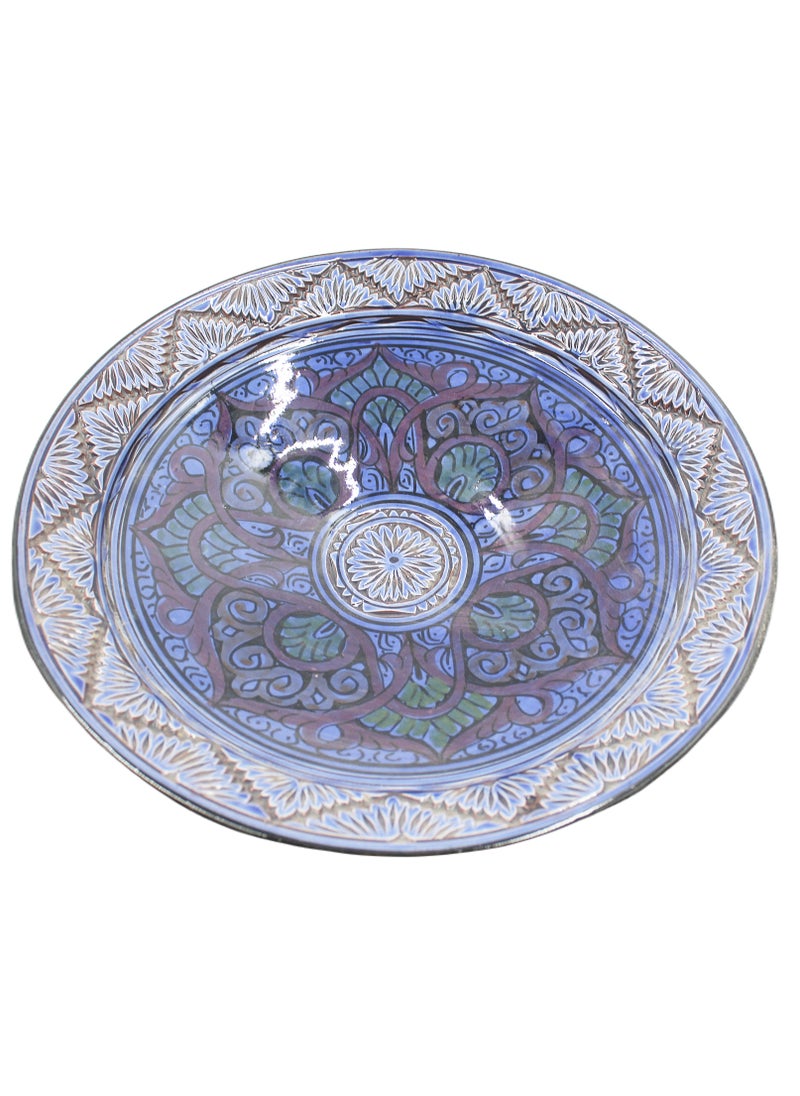 Antique Museum - Moroccan Handmade Hand Painted Display Plate Carving Work 36 X 8 cm - Image 1