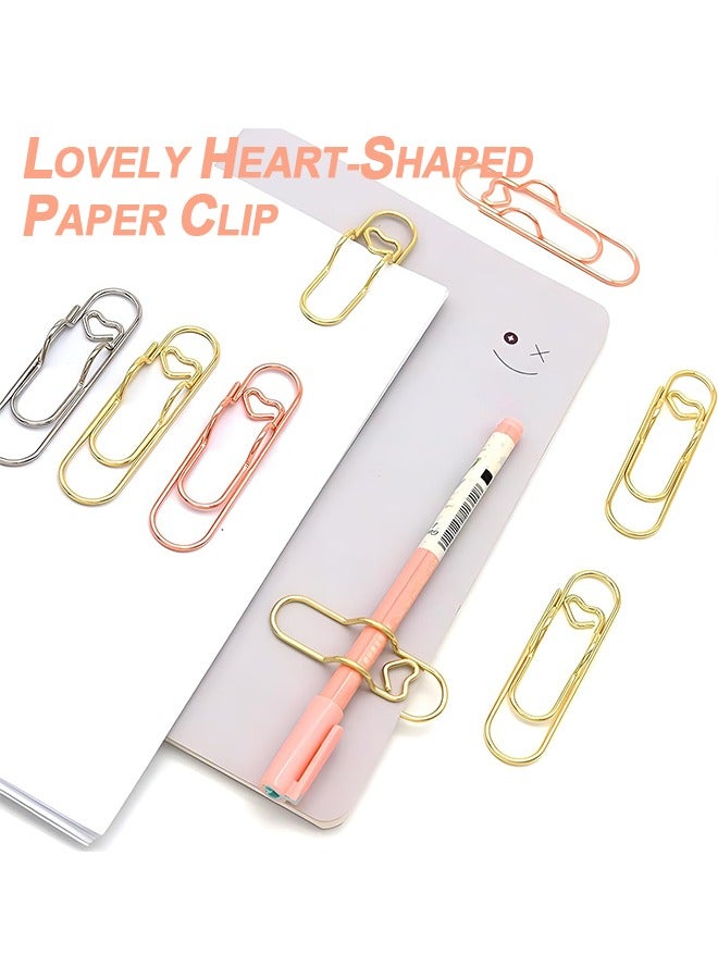 15Pcs Pen Holder for Notebook, Metal Pen Clips with Heart, Lovely Paper Clip Holder, Multifunctional Cute Journal Paperclips Large Size, Pencil Holder for Office School Supplies - Image 3