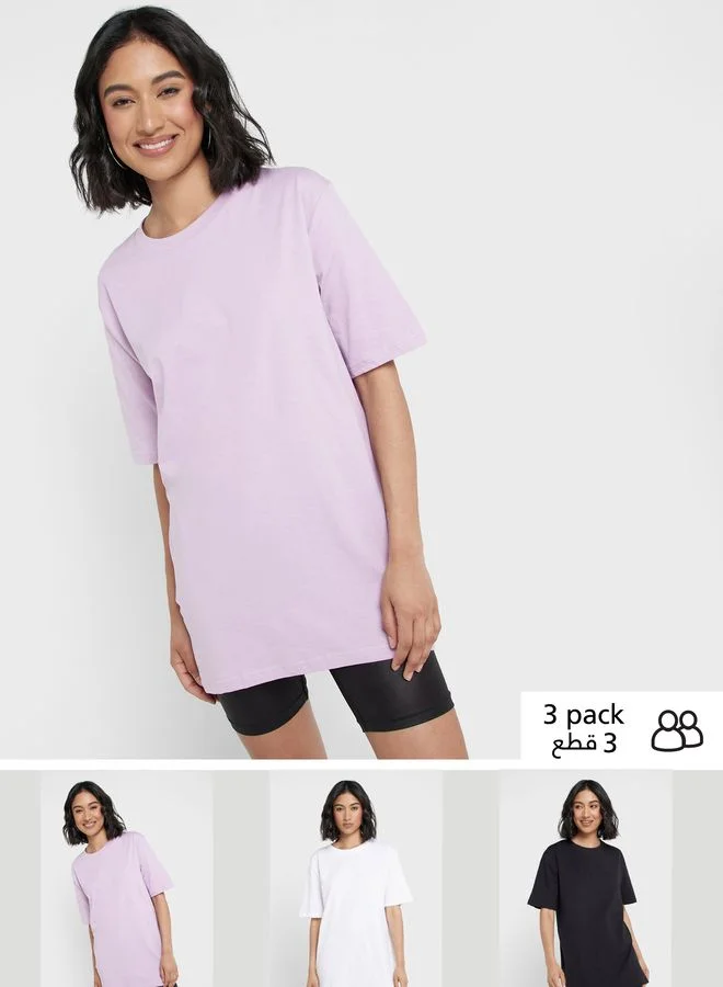 Ginger Basics 3 Pack Oversized Crew Neck T-Shirt
