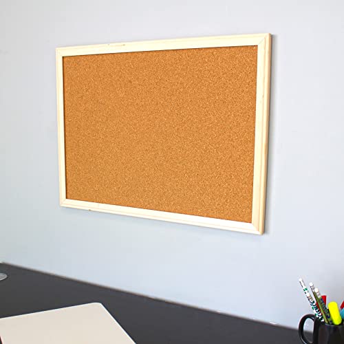 Flipside Products 18" x 24" (1.5' x 2') Cork Bulletin Board, Natural Wood Framed, Message and Vision Board, Memo Pin, Hanging Wall Mounted - Image 5