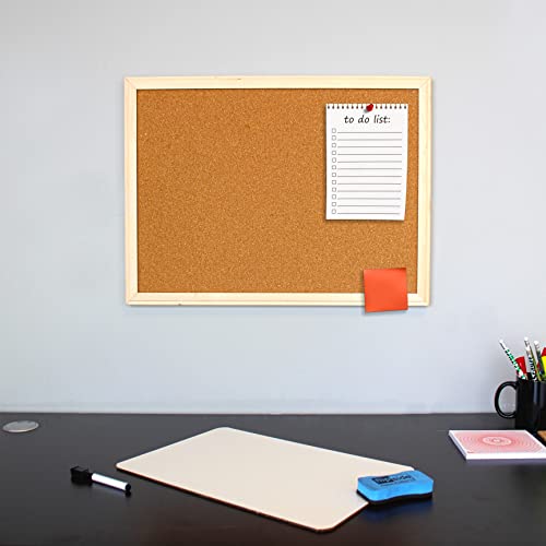 Flipside Products 18" x 24" (1.5' x 2') Cork Bulletin Board, Natural Wood Framed, Message and Vision Board, Memo Pin, Hanging Wall Mounted - Image 4