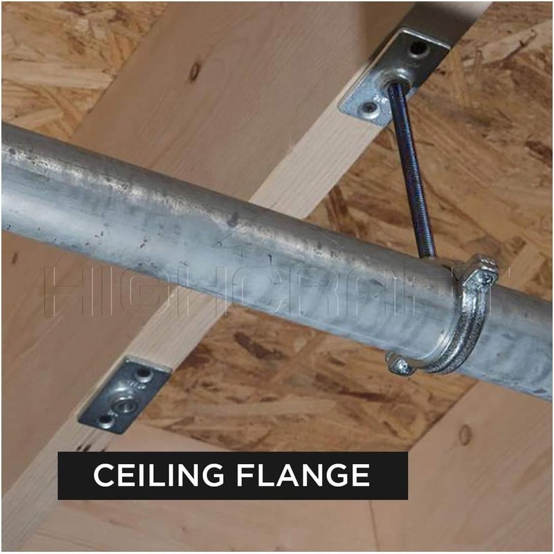 HIGHCRAFT PLTG12-20 Ceiling Flange; Hanger Plate for 1/2 in. Threaded Rod (Not Pipe), for DYI Plumbing and Industrial Decor, 1-3/8 W x 3-5/16 L, Galvanized Iron - Image 5