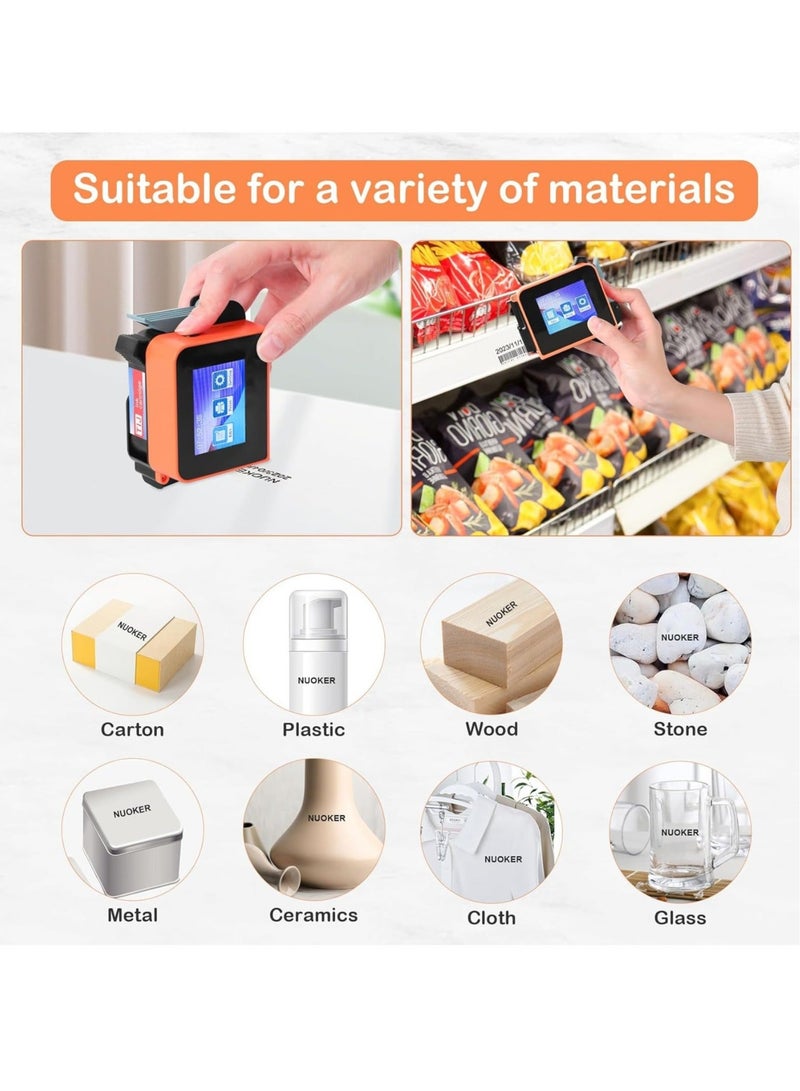 Arabic TIJ-T1 Portable Handheld Inkjet Printer, Mini Handheld Printer with Solvent Quick Drying Ink Cartridge Pocket Inkjet Coding Machine for Date Logo Batch Series Number Barcode QRCode, etc. - Image 2