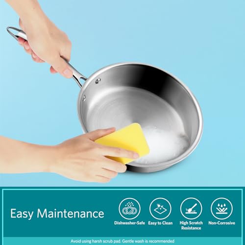 VAYA Hautechef Triply Frying Pan 20cm, Stainless Steel Tri Ply Induction Fry Pan, Even Heat Distribution, Easy to Clean, Durable Cookware - Image 5