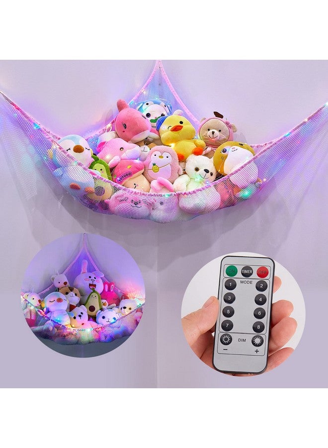 Basumee Stuffed Animals Net Or Hammock With Led Light Hanging Toy Net Hammock For Stuffed Animals Storage Stuff Animals Hammocks For Nursery Kids Room With Remote Control 8 Kinds Of Lights(Pack Of 1) - Image 1