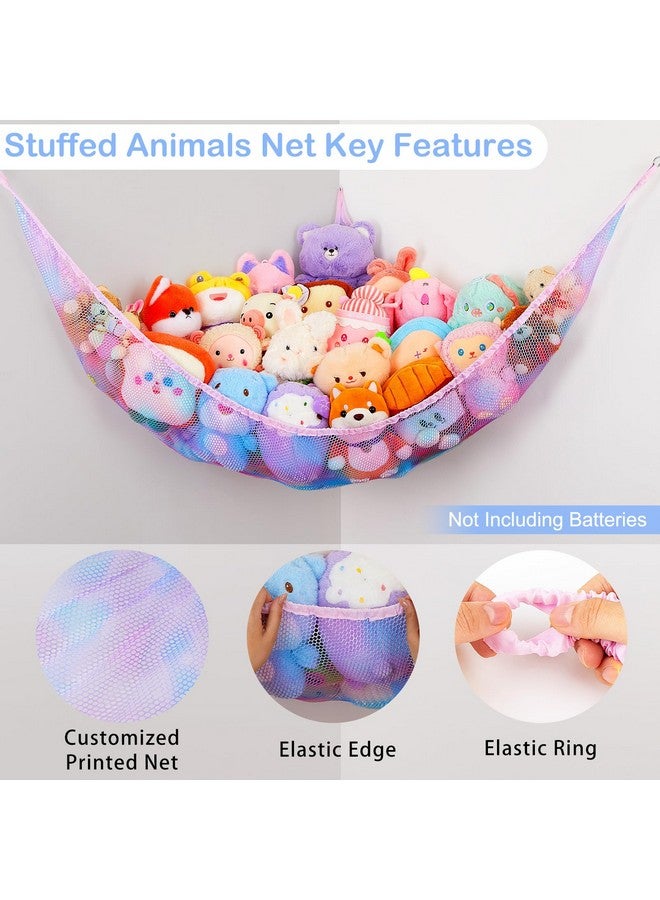 Basumee Stuffed Animals Net Or Hammock With Led Light Hanging Toy Net Hammock For Stuffed Animals Storage Stuff Animals Hammocks For Nursery Kids Room With Remote Control 8 Kinds Of Lights(Pack Of 1) - Image 5