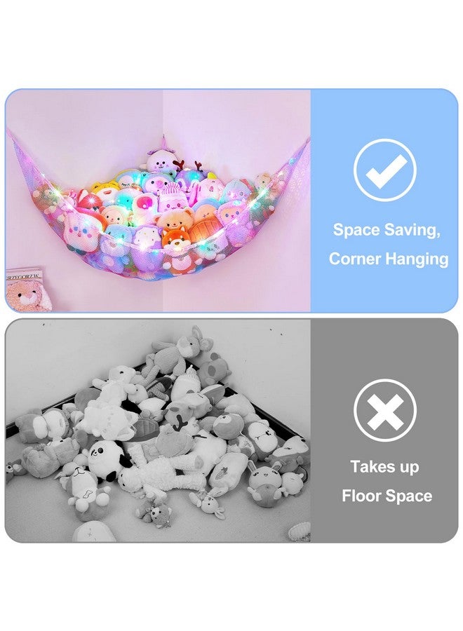 Basumee Stuffed Animals Net Or Hammock With Led Light Hanging Toy Net Hammock For Stuffed Animals Storage Stuff Animals Hammocks For Nursery Kids Room With Remote Control 8 Kinds Of Lights(Pack Of 1) - Image 3