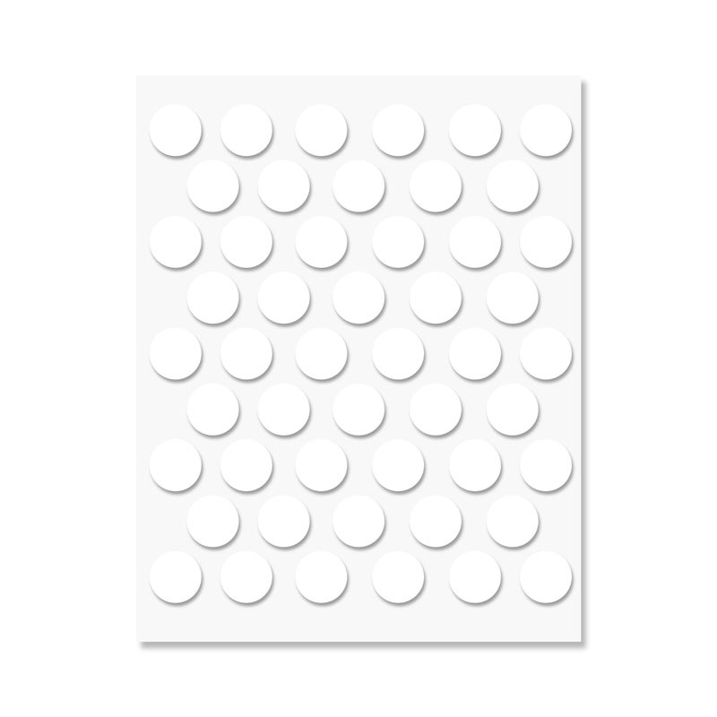 UNMAR White Self-Adhesive Screw Hole Stickers - 50 Pcs. 0.55 Inch / 14 Mm Peel Stick Dust Proof Tape, Water Resistance Pvc Caps For Wood Cabinets, Furniture, Drawer, Wardrobe, Kitchen, Table - Image 1
