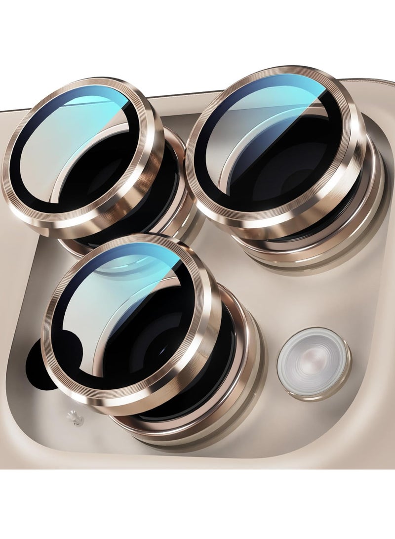 ELTRAZONE Camera Lens Protector for iPhone 16 Pro/Pro Max – Tempered Glass with Metal Frame, 1-Step Installation Tray, Case Friendly, Desert Titanium – 2 Pack - Image 1