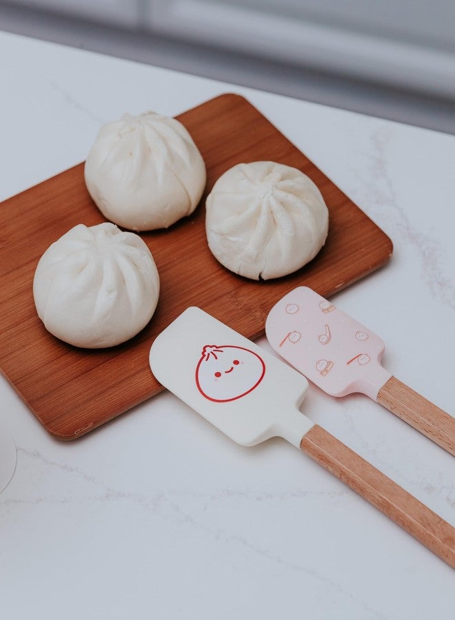 Handstand Kitchen Smoko Lil B Dumpling Kawaii Spatula Set with Silicone Scraper and Wooden Handle - Image 3
