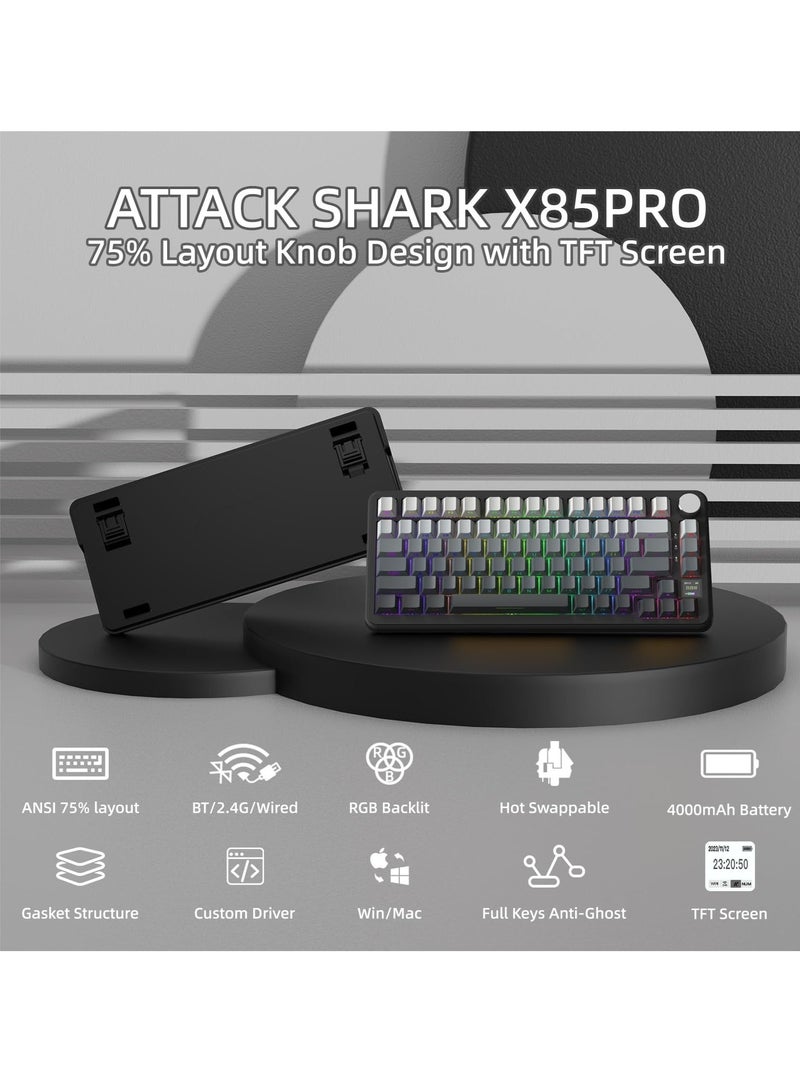 Attack Shark X85Pro Game Mechanical Keyboard Three Mode RGB Bluetooth Wireless Customization Hot Plug With Display Screen Office - Image 4