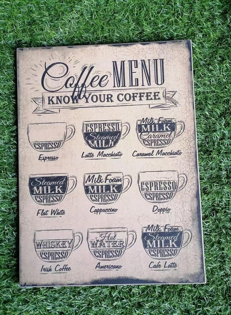 FFD Wooden Wall Hanging Coffee Manu Frame 30x40x2 - Image 2