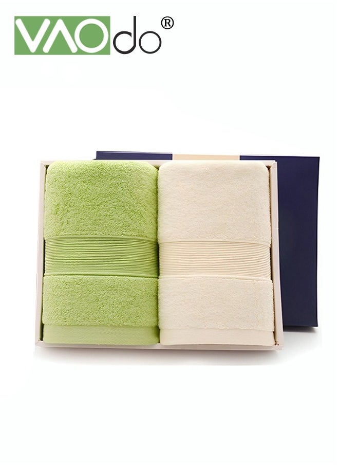VAOdo 2-Piece Cotton Towels Skin-Friendly Soft Quick-Drying Moisture Luxurious Bathroom Towel Set Housewarming Gifts for Men and Women  - Image 1