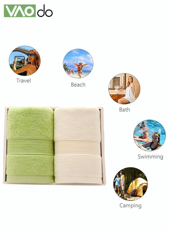 VAOdo 2-Piece Cotton Towels Skin-Friendly Soft Quick-Drying Moisture Luxurious Bathroom Towel Set Housewarming Gifts for Men and Women  - Image 3