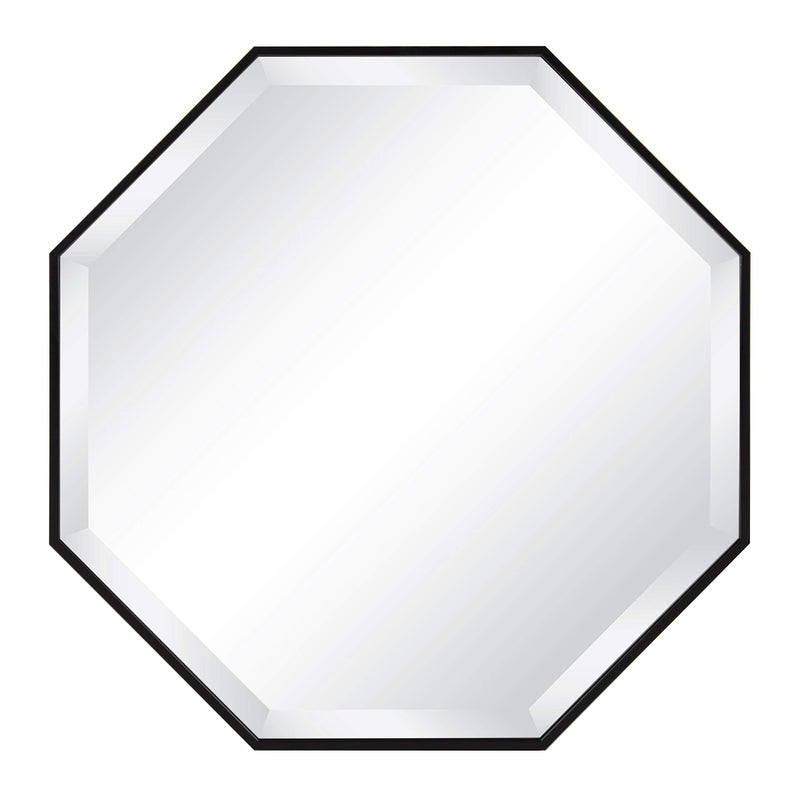 Kate and Laurel Rhodes Modern Octagon Wall Mirror Black 25x25 Inches