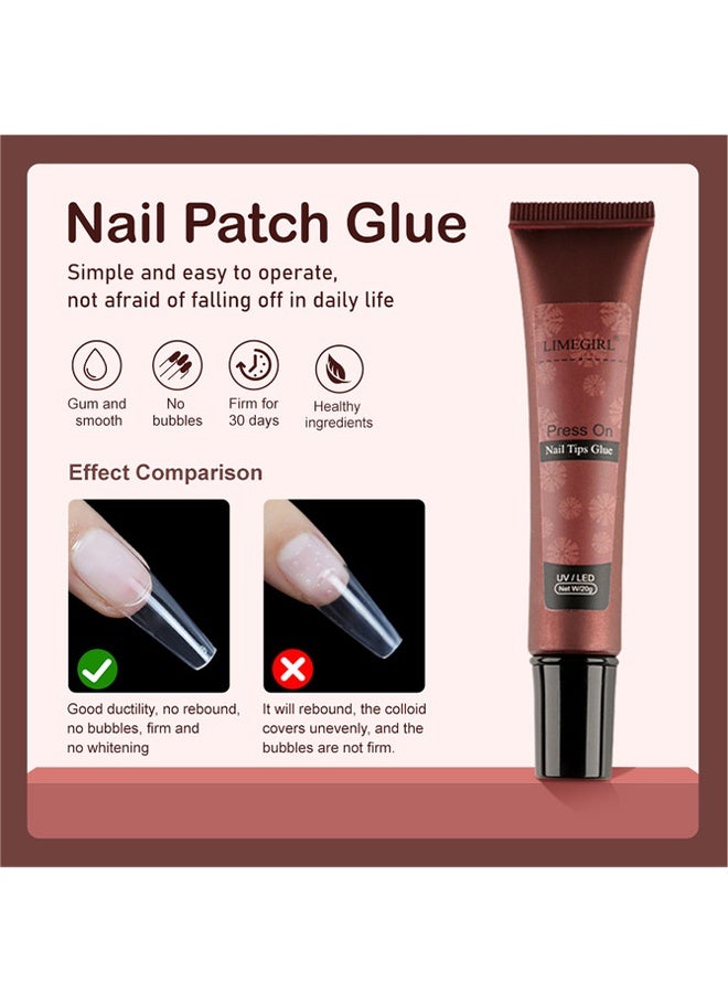 LIMEGIRL Nail Tips Glue, Super Strong Solid Glue Gel For Press On Nails , Acrylic  Nails .UV Light Curing , Long Lasting 20g Tube Design For Easier Application,For Nail Strengthening DIY Nail Art Home Salon Use - Image 5