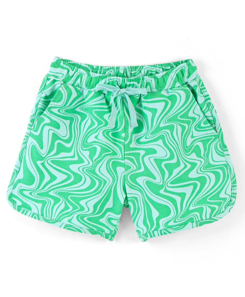 Pine Kids Pine Kids Cotton Knit Mid Thigh Length Marble Print Shorts - Green