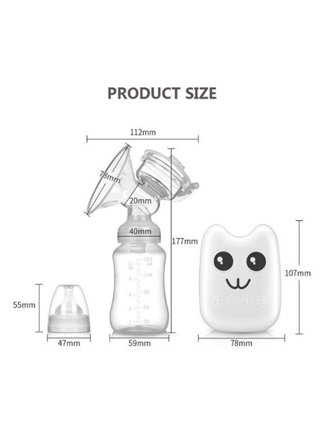 kiddoz Electric Breast Pump In White With 150Ml Bottle, Multiple Suction Levels, Usb Rechargeable, Touch Button Operation  - Image 2