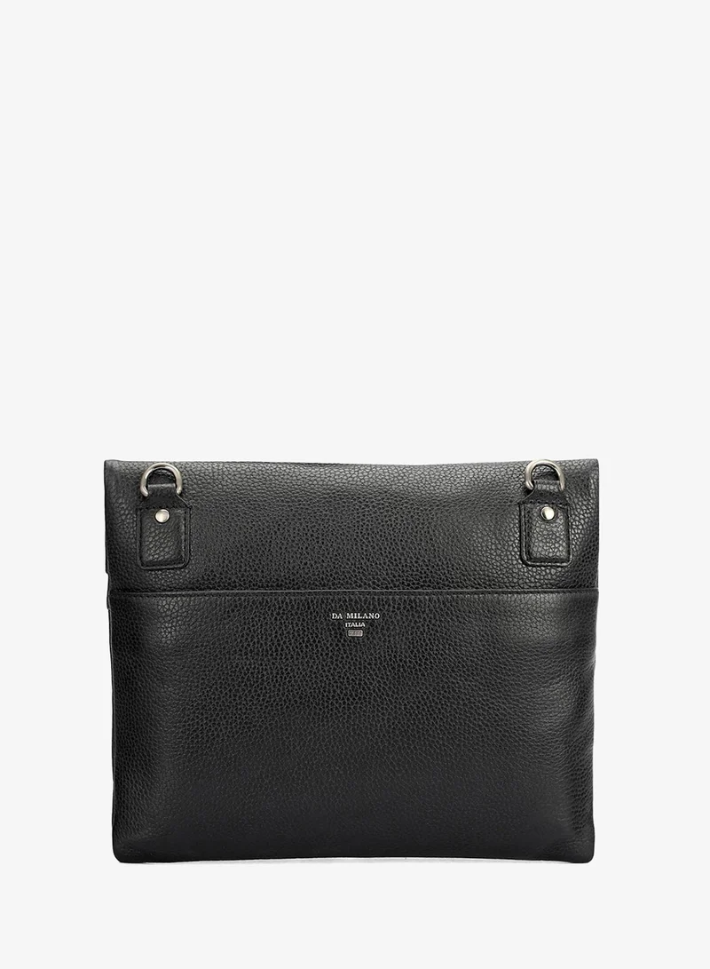 Da Milano black Wax Leather Men Sling - Black for Men | Best Price UAE