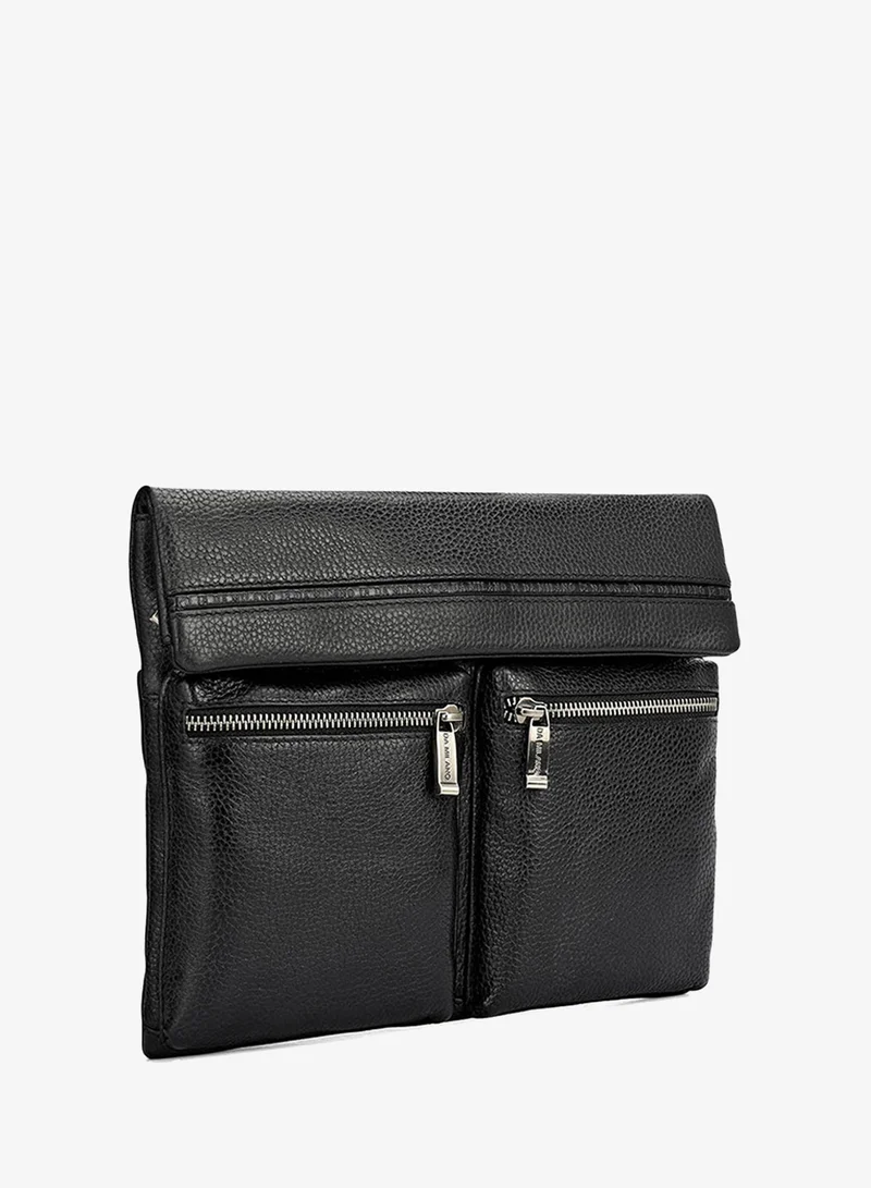 Da Milano black Wax Leather Men Sling - Black for Men | Best Price UAE