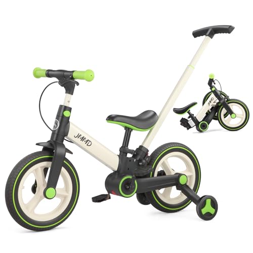 JMMD 6 in 1 Toddler Bike with Push Handle for Kids 1860 Months 12 Foldable Balance Bike with Training Wheels Pedals Brakes Kickstand Push Tricycle Toddler Gift Toys for Boy Girl - Image 1
