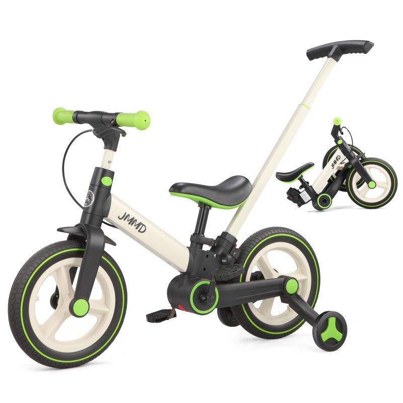 JMMD 6 in 1 Toddler Bike with Push Handle for Kids 1860 Months 12 Foldable Balance Bike with Training Wheels Pedals Brakes Kickstand Push Tricycle Toddler Gift Toys for Boy Girl - Image 2