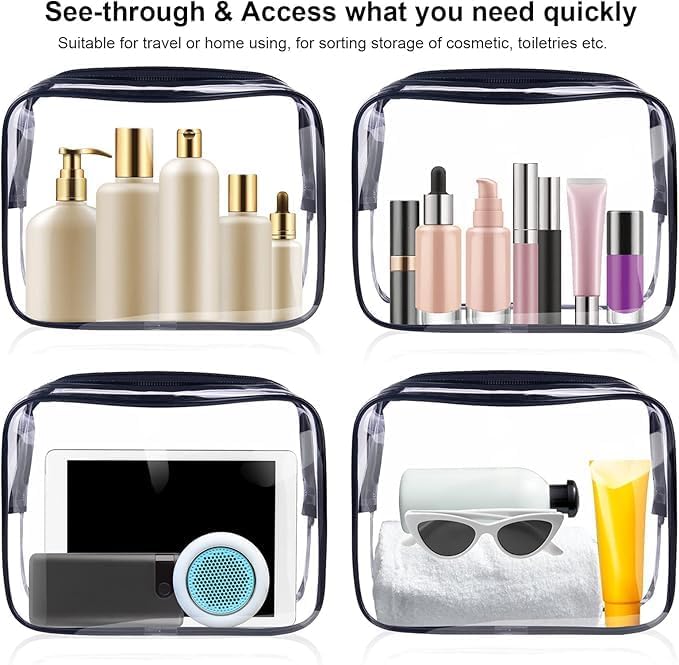 BEHAHAI 3Pcs Clear Travel Toiletry Bags TSA Approved Cosmetic Makeup Bag Portable Travel Accessories Airport Airline Compliant Bag for Men and Women Clear - Image 5