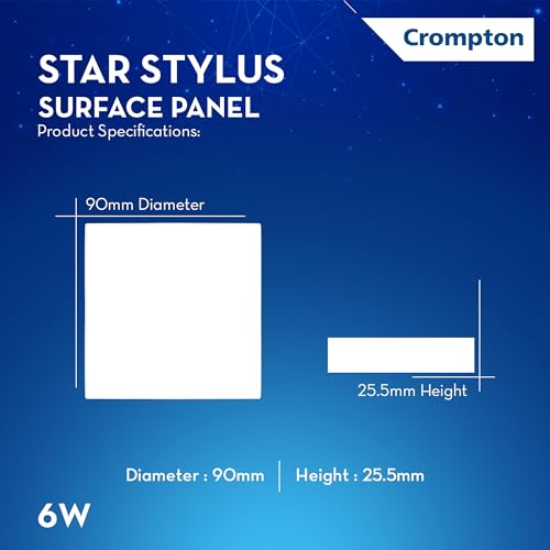 Crompton Platina Star Stylus Surface Panel 6W Square Natural White | Pack of 1 | No False Ceiling Required, Outer Dimension: 90 mm | Surface Mount | for Hall, Bedroom, Kitchen, Office, Store - Image 3