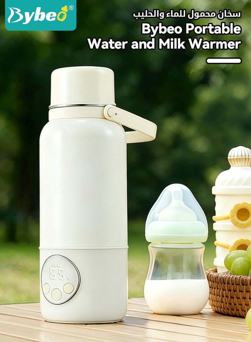 Bybeo Portable Milk Warmer for Travel, Multifunctional Baby Bottle Warmer, 500ML Stainless Steel Vacuum-Insulated Mug with Handle, Adjustable Breastmilk and Formula Warmer with Fast Heating ＆ 37°C to 100°C Temperature Control, 12000mAh Battery - Image 2