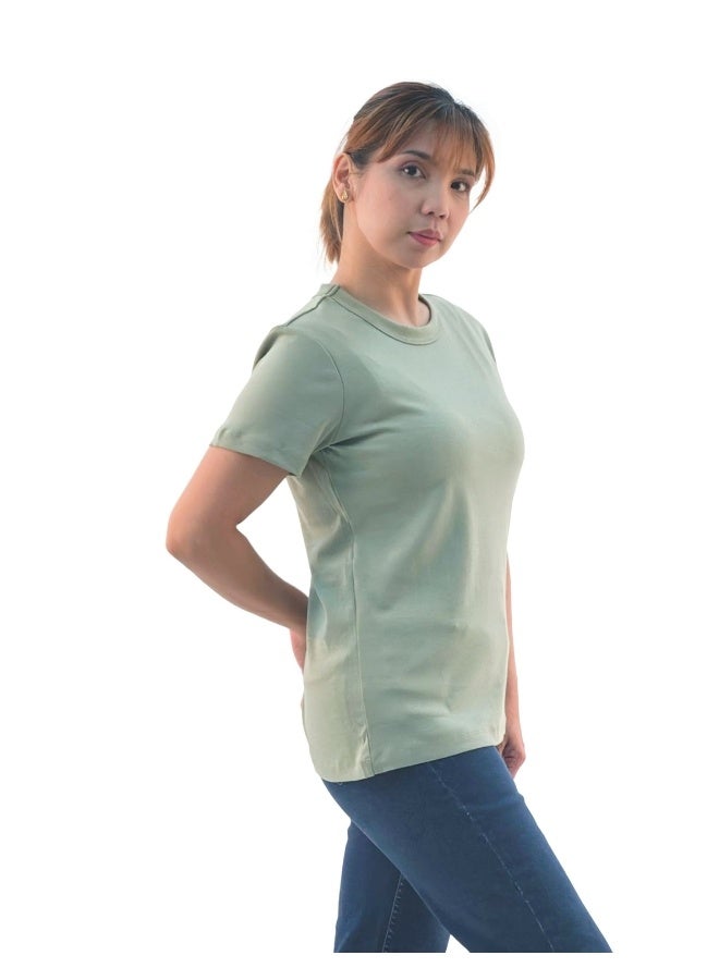 JOANNA JOANNA 193299 Women's Crew Neck Regular Fit Short Sleeve T-Shirt - Green - Image 2