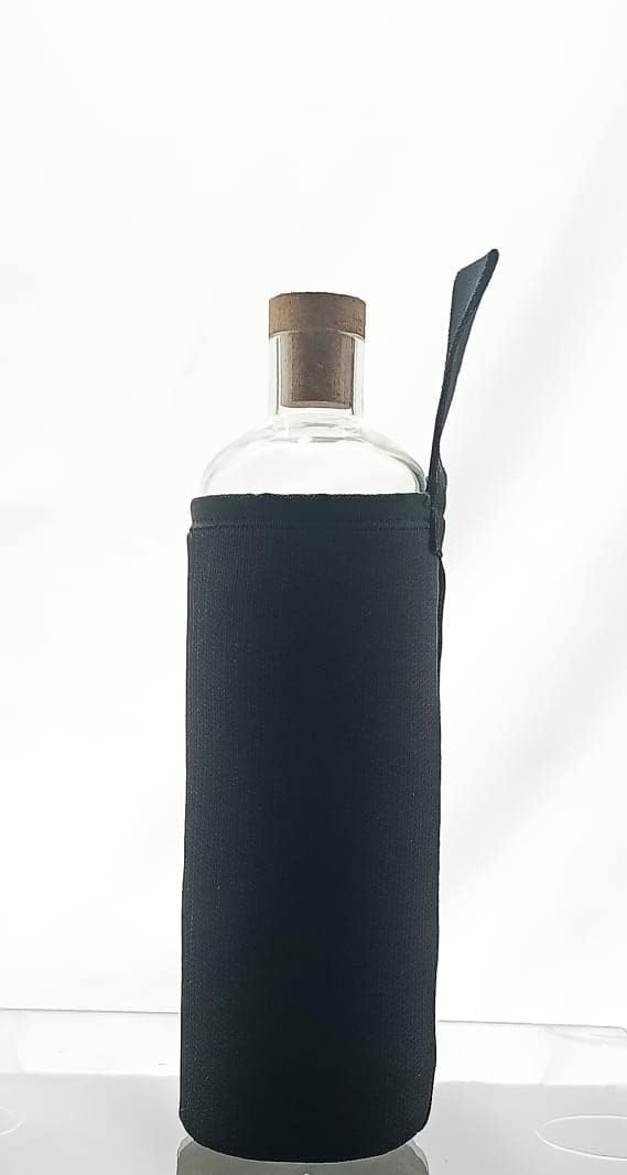 ISKO® Borosilicate glass water bottle with Protective fabric cover with wooden stopper (550 ML) - Image 3