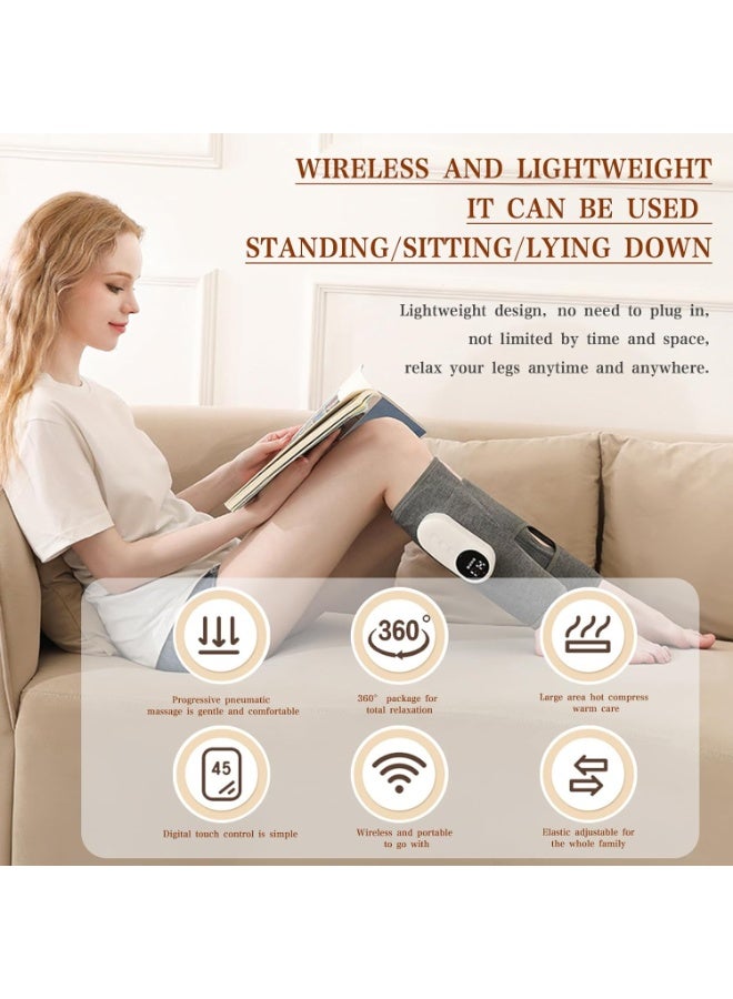 Halamine 2 PCS Leg Massager, Calf Air Compression Massager with Heat, 3 Modes 3 Intensities for Circulation, Leg Pain Relief & Muscle Relaxation, Home Use - Image 2