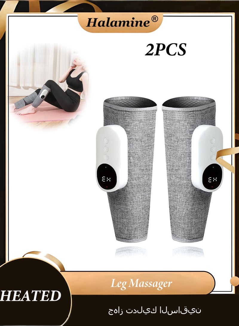 Halamine 2 PCS Leg Massager, Calf Air Compression Massager with Heat, 3 Modes 3 Intensities for Circulation, Leg Pain Relief & Muscle Relaxation, Home Use - Image 1