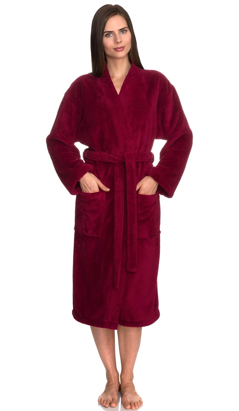 TowelSelections Womens Robe Soft Plush Bathrobe Fleece Kimono Spa Bath Robe for Women Large-X-Large Beaujolais - Image 4