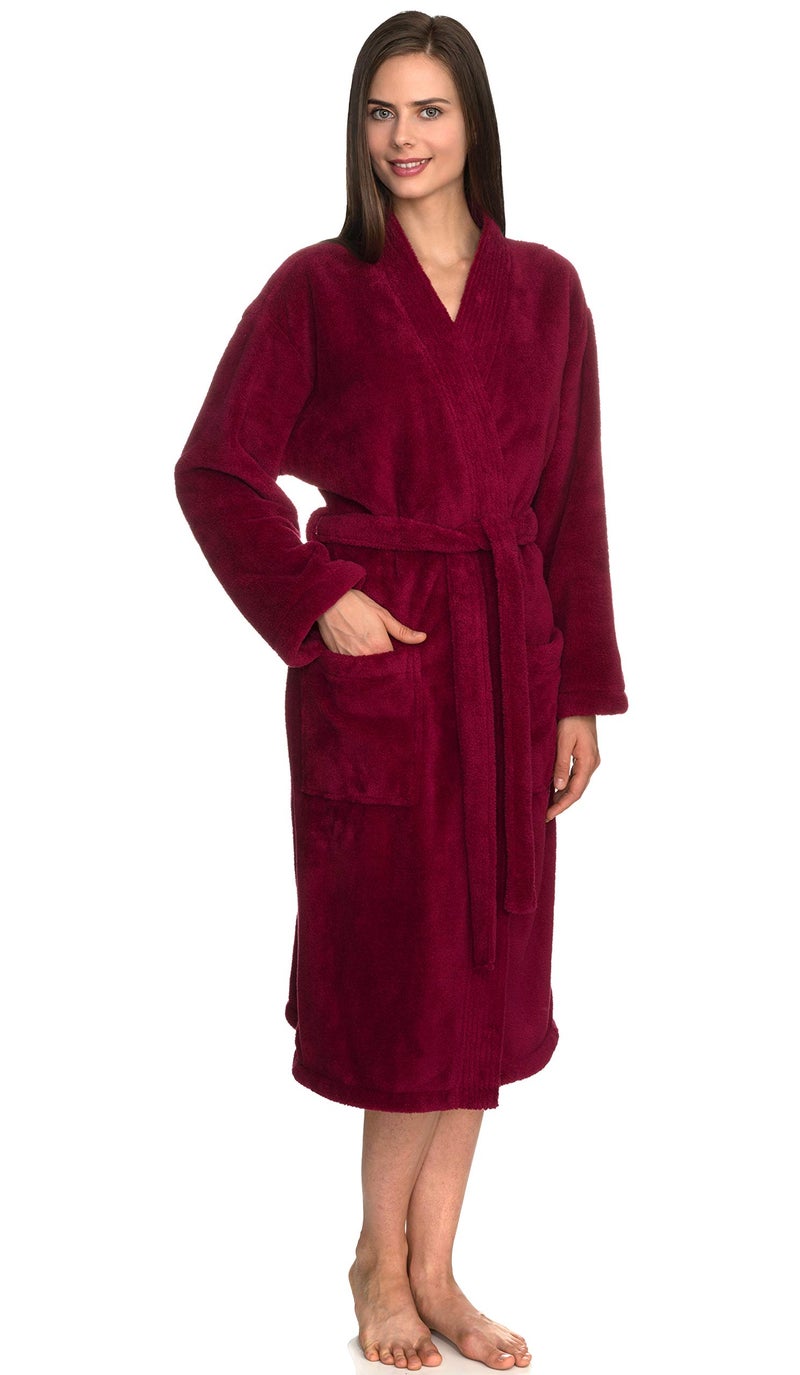 TowelSelections Womens Robe Soft Plush Bathrobe Fleece Kimono Spa Bath Robe for Women Large-X-Large Beaujolais - Image 1