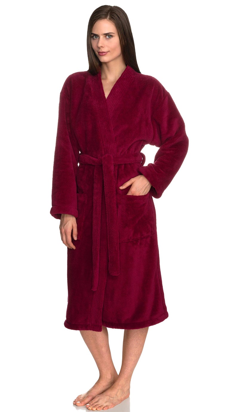 TowelSelections Womens Robe Soft Plush Bathrobe Fleece Kimono Spa Bath Robe for Women Large-X-Large Beaujolais - Image 3