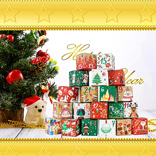 JWSCYSY 24 Pcs DIY Christmas Advent Calendar Boxes, 24 Days Advent Countdown Gift Boxes, Christmas Cardboard Number Boxes for Kids and Family, Xmas Holiday Decoration. - Image 5