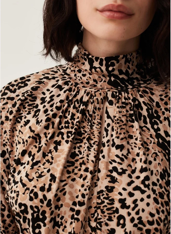 Ovs T-shirt with long sleeves and animal print