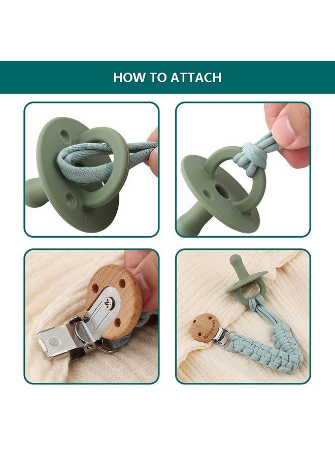 Kapihouse Pacifier Clip for boy 9.2 Inch Pacifier Leashes woodern Clips Teething Toy with Handmade Braided Cotton Modern Unisex Baby Shower Birthdays Christmas Set (3 Pack Boys) - Image 2