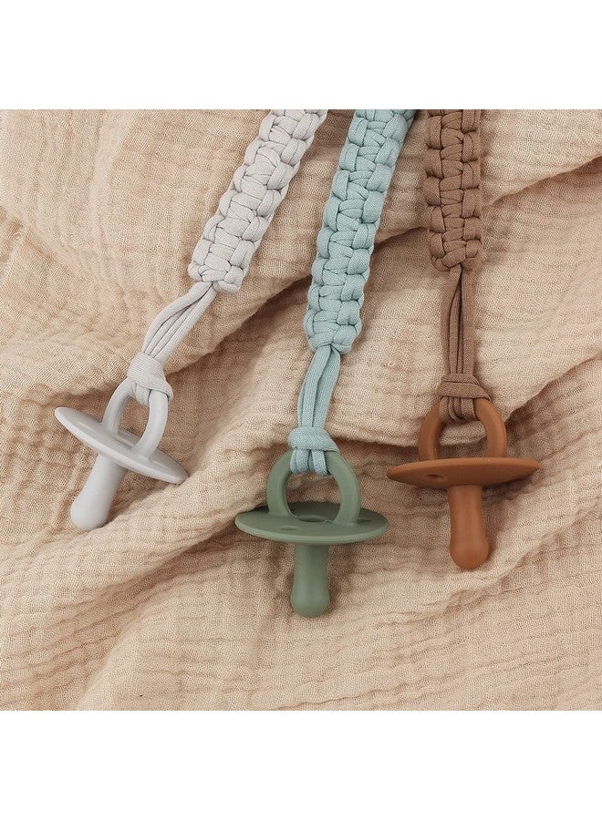 Kapihouse Pacifier Clip for boy 9.2 Inch Pacifier Leashes woodern Clips Teething Toy with Handmade Braided Cotton Modern Unisex Baby Shower Birthdays Christmas Set (3 Pack Boys) - Image 3