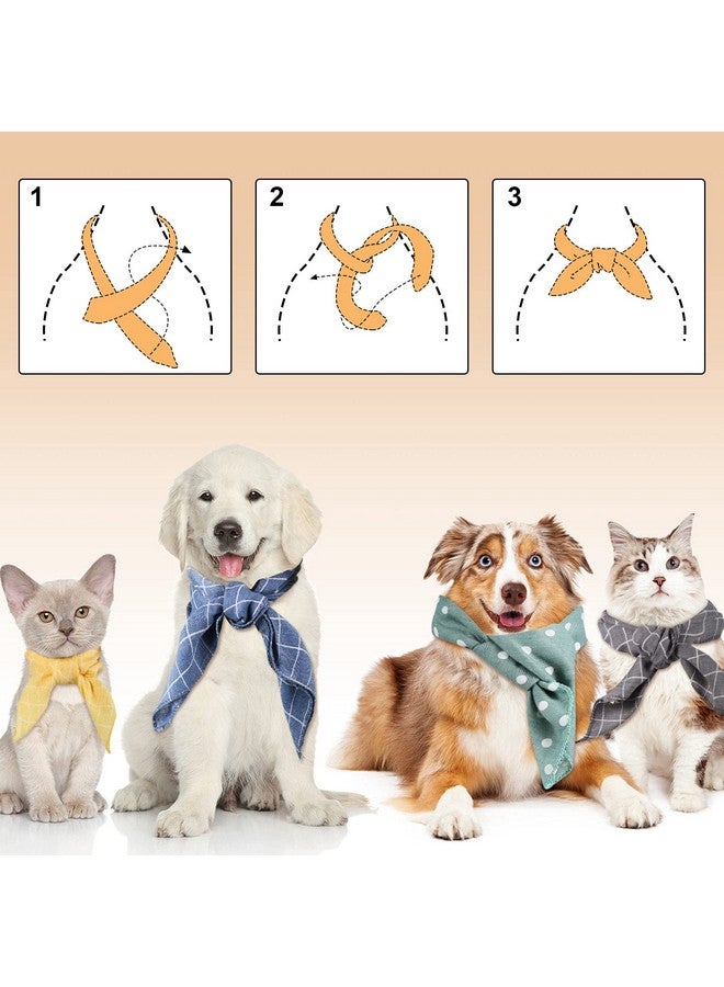 Satinior SATINIOR 8 Pieces Dog Bandanas Plaid Dots Spring Dog Bandana Triangle Scarf Soft Washable Adjustable Pet Bib Accessories for Small Medium Large Cats Pets - Image 5