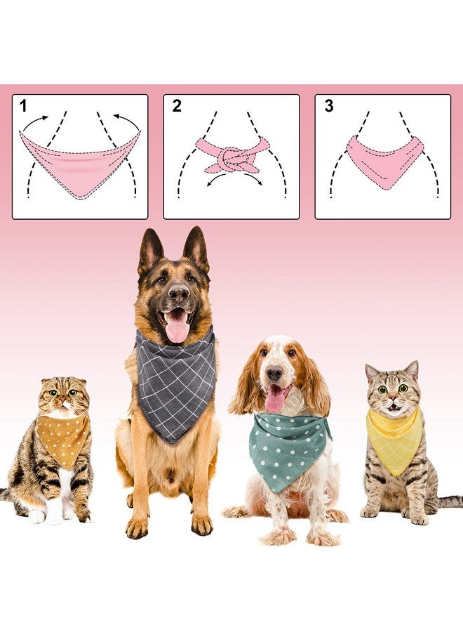Satinior SATINIOR 8 Pieces Dog Bandanas Plaid Dots Spring Dog Bandana Triangle Scarf Soft Washable Adjustable Pet Bib Accessories for Small Medium Large Cats Pets - Image 4
