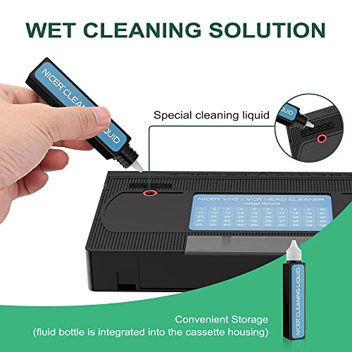 Nicer VCR Head Cleaner for VCR VHS Players, VHS Video Head Cleaner Tape, Wet Type - Image 2